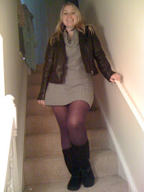 black leather jacket coloured colored tights