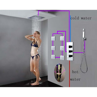  40 inch Rain Shower Head with LED Lights - Handheld Jetted Body Shower