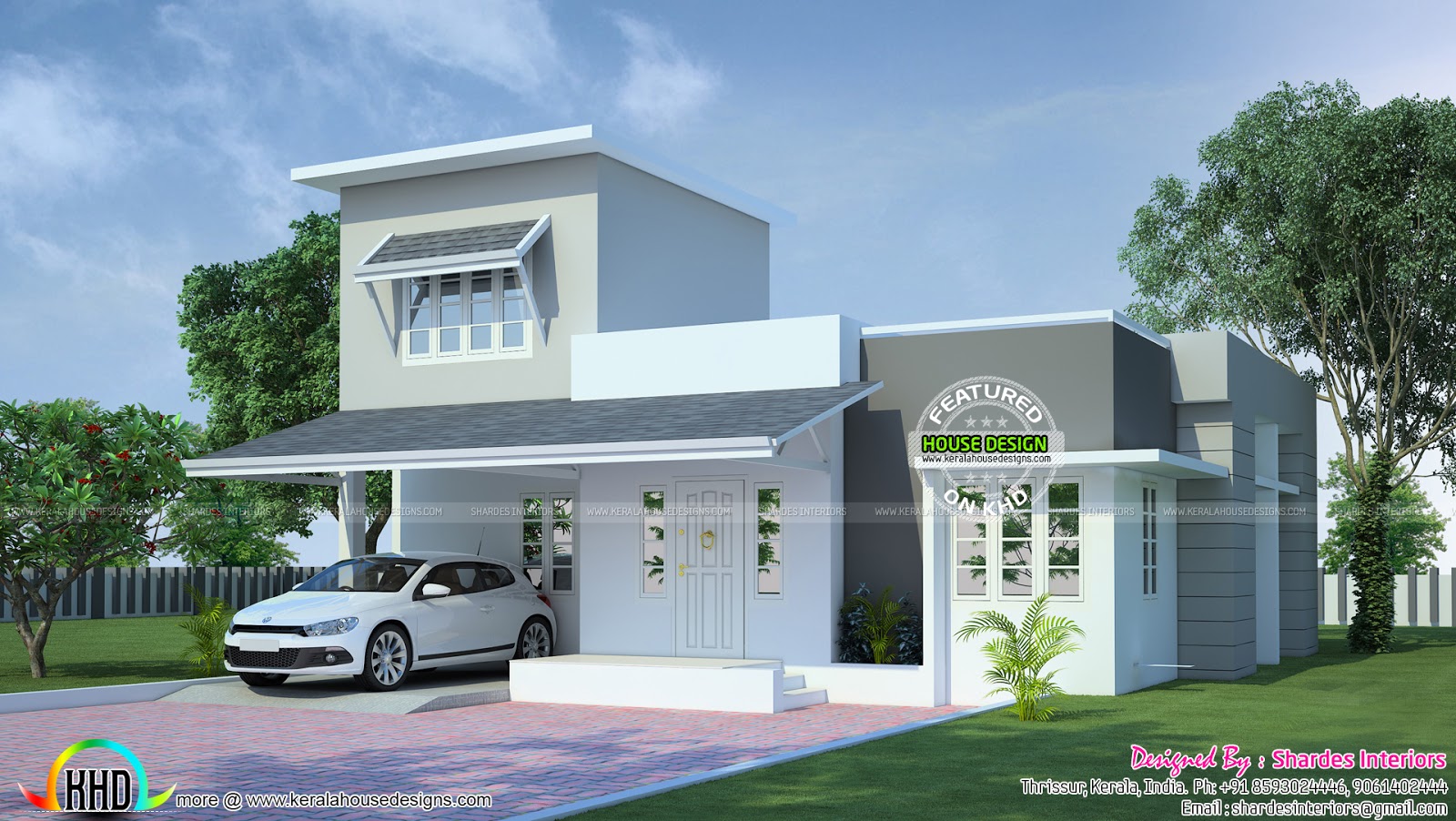  1600  sq  ft  modern  single floor Kerala home  design  and 