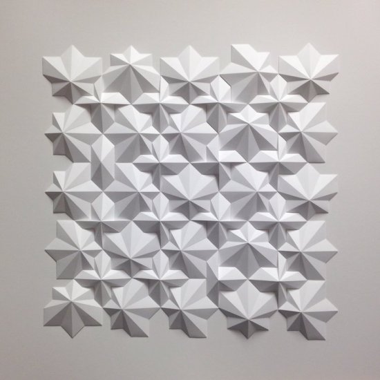 Matthew Shlian arte esculturas de papel abstrata geometria pontiaguda