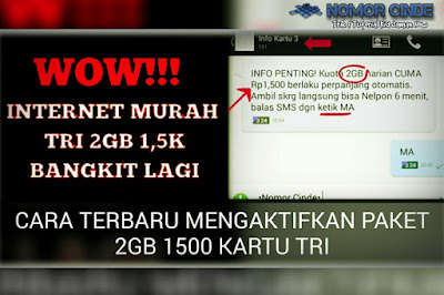 Trik Internet Murah Tri 60GB 45Ribu, Kuota Gratis 2GB Bangkit Lagi Gaez!!!