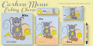 Cartoon Mouse Eating Cheese Kid Stationery