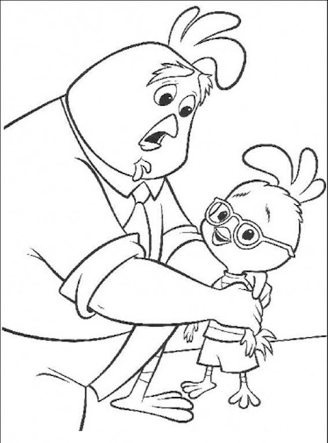 Chicken Little with father Coloring Pages