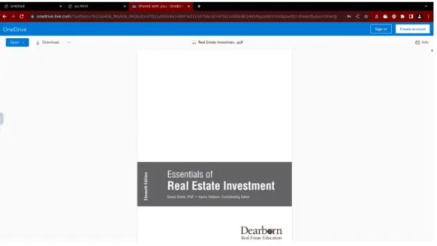 Real estate investment document hosted on OneDrive (Source: Netcraft)