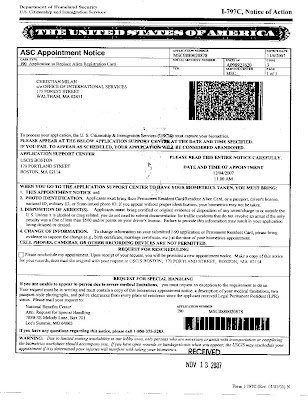 U.S. Permanent Resident Card Form I-90 Form I-797C: The United States of 