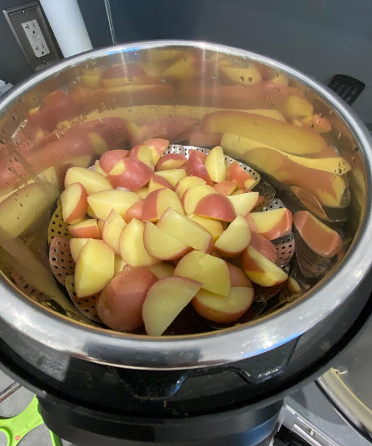 quartered potatoes in the Instant Pot