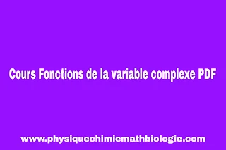 Cours Fonctions de la variable complexe PDF