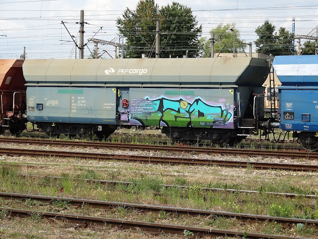 Wagonowe graffiti przejazdem przez Herby