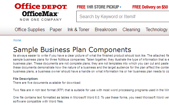 Office Depot: Create Free Business Plan
