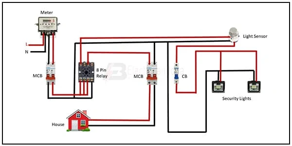 8-pin relay using light sensor wiring