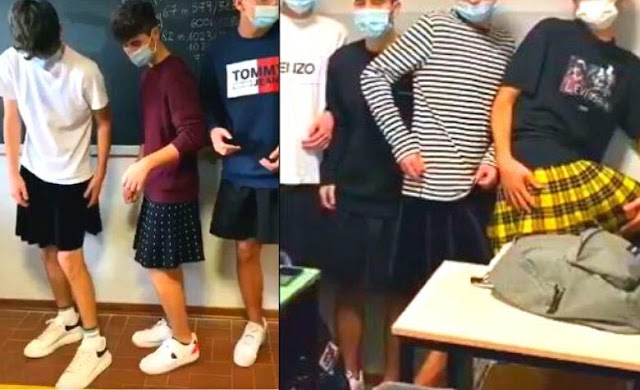 Castigan a su compañero por llevar falda a la escuela: al día siguiente todo el grupo va con falda