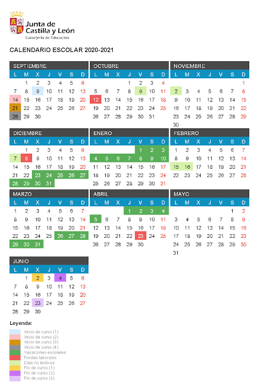 CALENDARIO ESCOLAR 2020 2021 EL ESPINAR