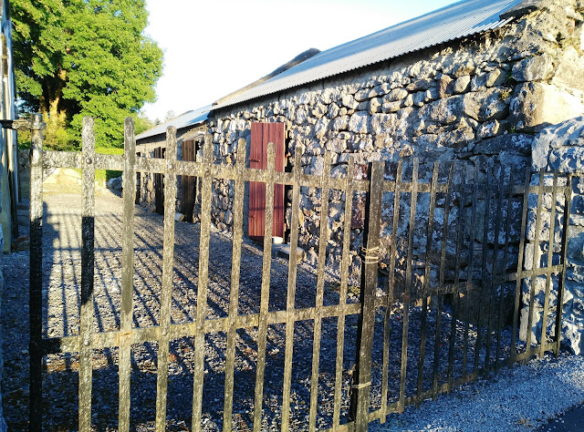 farm, fence, metal, shadows