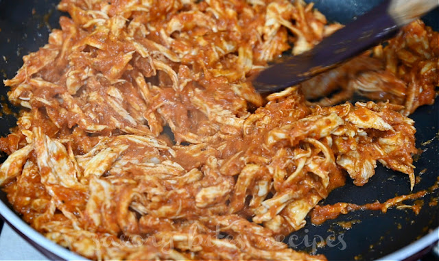 chicken tinga in a pan