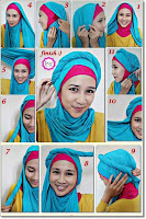 Tutorial jilbab pashmina simpel dua warna