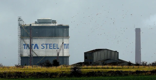 Image Attribute: Birds fly above part of the TATA Steel plant in Scunthorpe, northern England, in this file photograph dated October 15, 2014.       REUTERS/Phil Noble/files