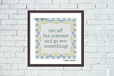 Get off the internet funny cross stitch pattern - Tango Stitch