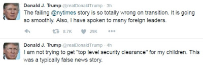Donald Trump blasts New York Times, says he didn't try to get "top level security clearance" for his kids