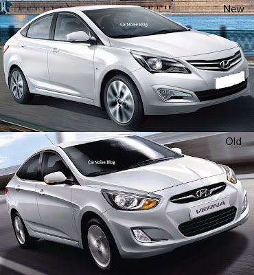 Front Comparison: 2015 Facelift Hyundai Verna - New vs Old