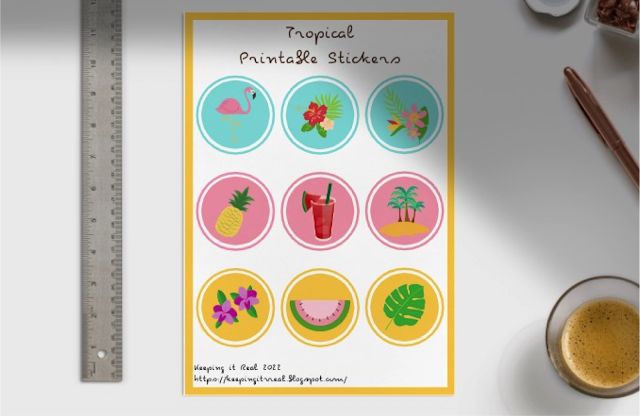 Tropical Round Stickers - free printable