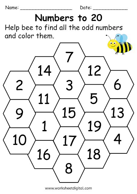 An odd number is a number that cannot be divided into two equal groups. Example of odd numbers are 1, 3, 5, 7 and etc. In this worksheet, students get to identify odd numbers to 20 and color them.