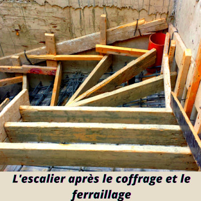 L'escalier après le coffrage et le ferraillage