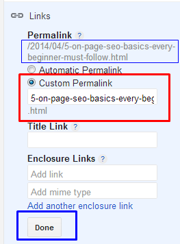 How to use 'Custom Permalink' feature in blogger for On-Page SEO.