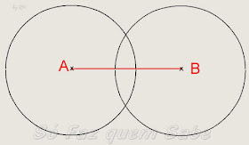Circunferência com centro em B, para traçar a mediatriz do segmento.
