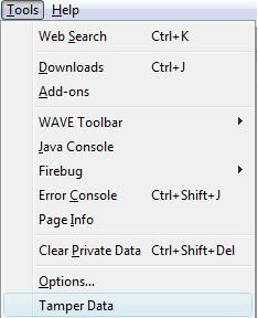 Accessing tamper data from tools menu