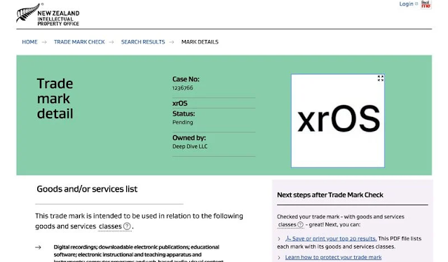 آبل تسجل علامة "xrOS" لنظام التشغيل للسماعة الافتراضية وتكشف عن الخط الرسمي
