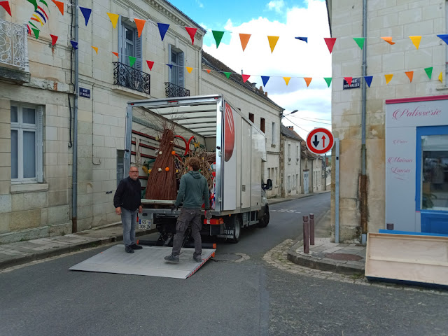 Packing up filmset in a village, Indre et loire, france. Photo by loire Valley Time travel.