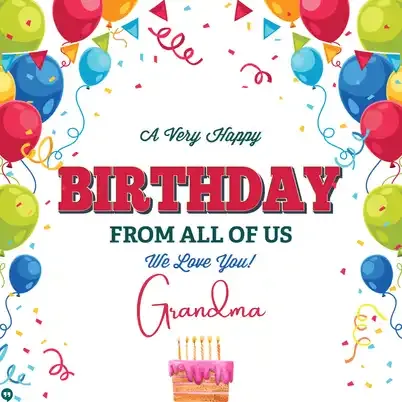 a very happy birthday from all of us we love you grandma cake images with balloons flag