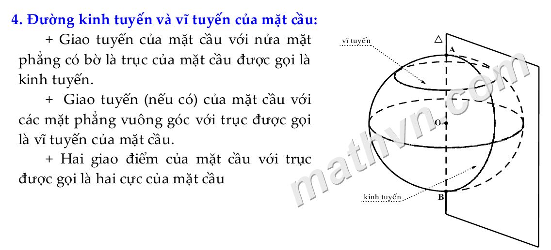 diện tích mặt mày cầu, thể tích khối cầu