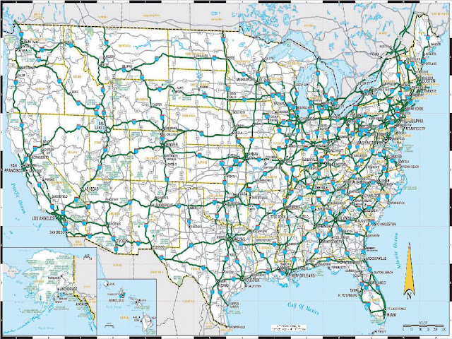 Map Of United States With Roads