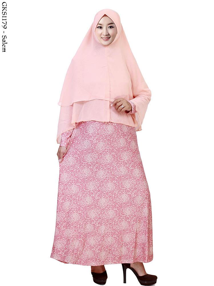 Gamis Bahan Kaos Kombinasi Batik - Hijab Nemo