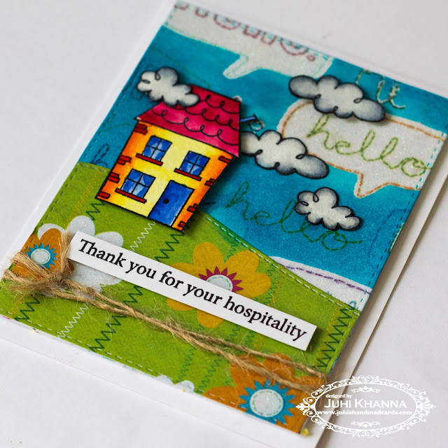 A bright and happy handmade card using Jane's Doodles Home Sweet Home stamp set.