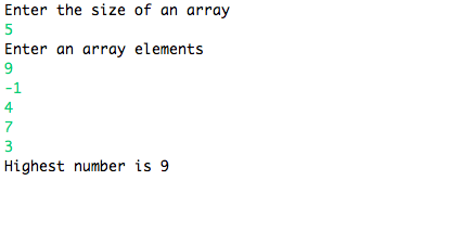 Output of largest number in an array