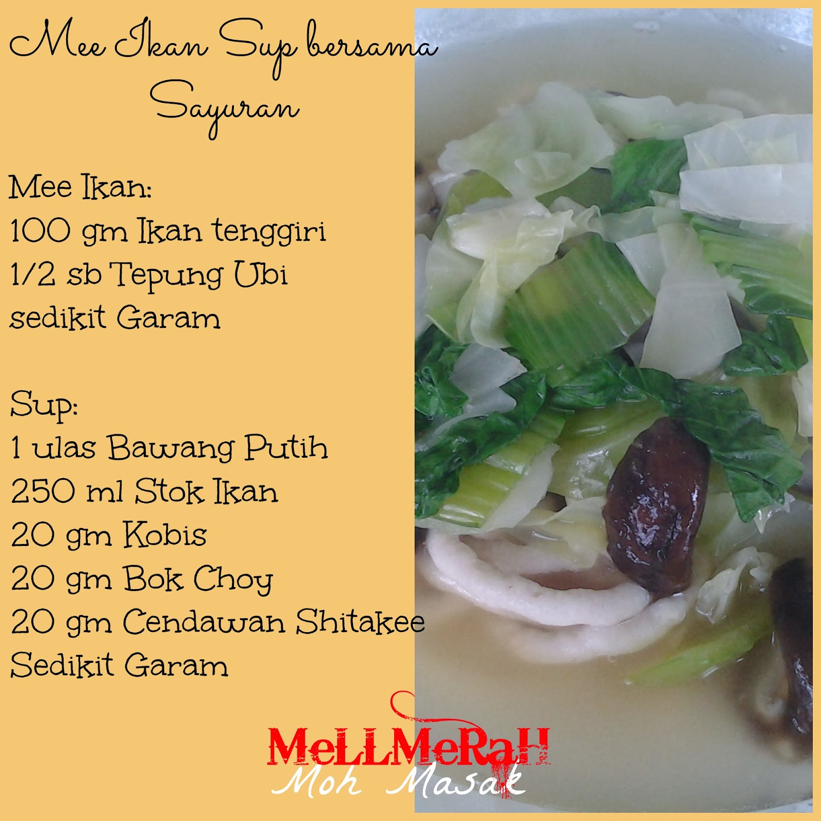 Moh Masak: MeNu DiEt: mEE IkaN sUp BerSaMa SayuRan