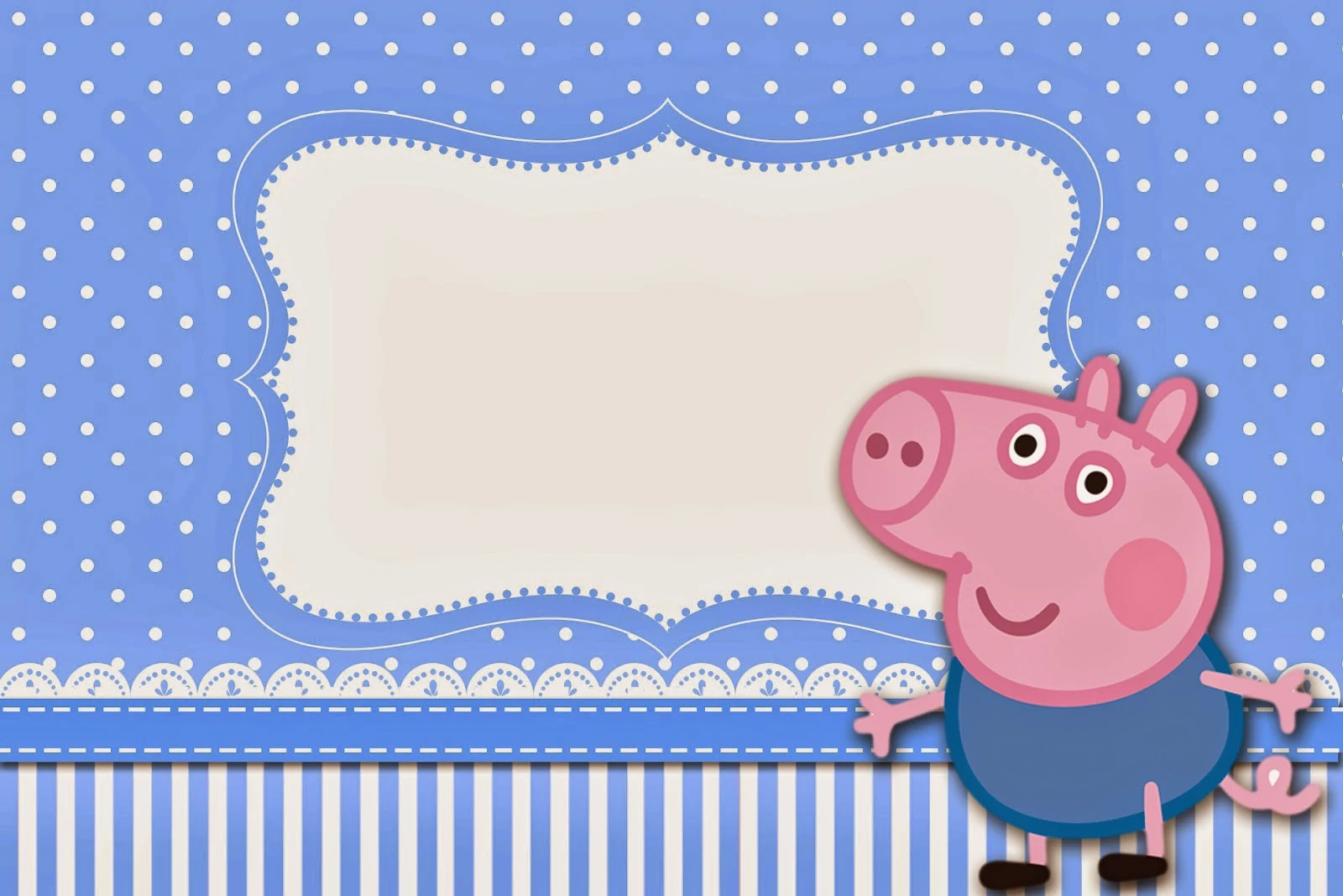 George Pig Free Printable Invitations, Cards or Photo Frames.