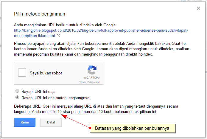 Google Batasi 10 Kali Submit URL di Google Fetch Console