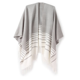 La Redoute Striped Poncho With Fringes