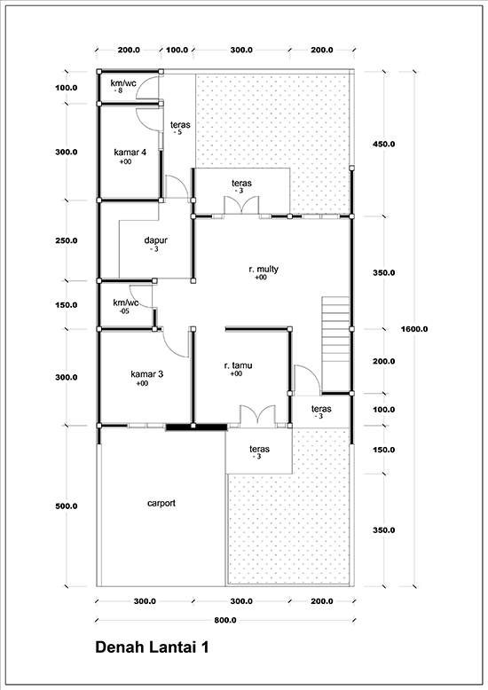 Denah rumah minimalis 2 lantai luas 125m2