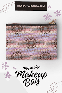 Pastels with symmetric flower pattern Makeup bag.