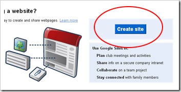 create site di google site