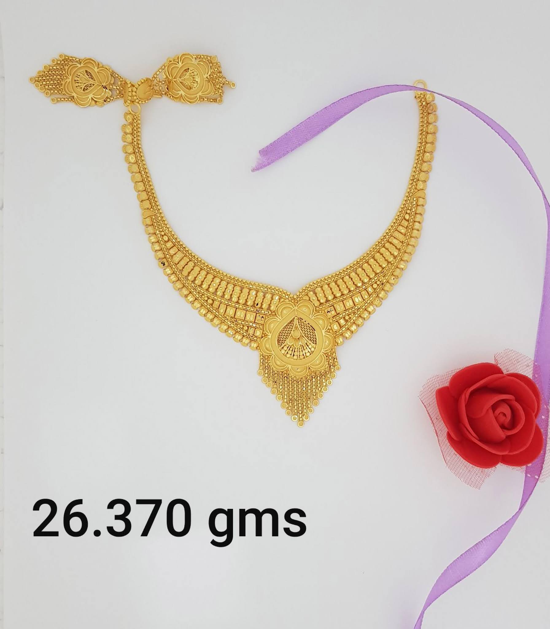 latest 22kt light weight gold necklace designs with weight , necklace for bridal wedding