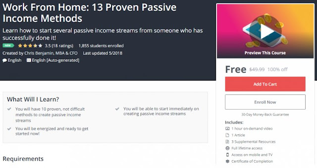 [100% Off]Work From Home: 13 Proven Passive Income Methods| Worth 49,99$ 