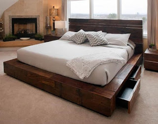 tempat tidur kayu minimalis modern