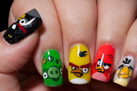 Angry Birds over The Nail Junkie's jelly polishes