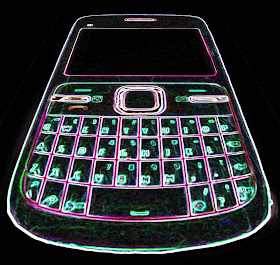 graphic illustration of a dark cell phone with glowing edges