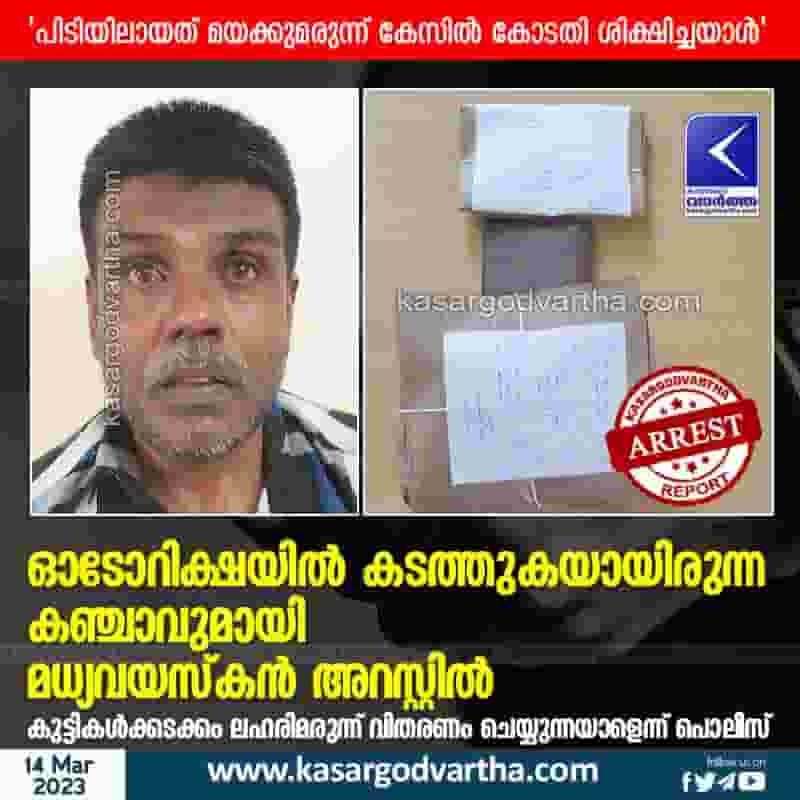 Latest-News, Kerala, Kasaragod, Top-Headlines, Arrested, Crime, Drugs, Ganja Seized, Ganja, Man arrested with cannabis.